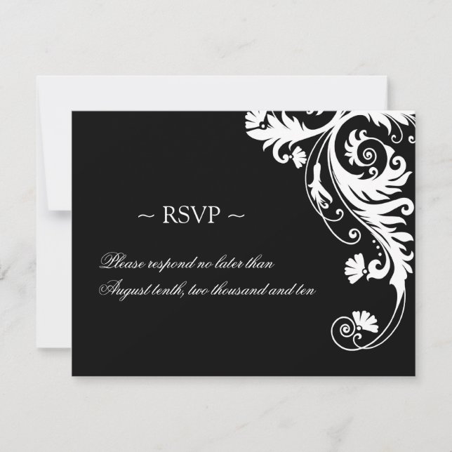 Black and White Wedding Reply Cards (Front)