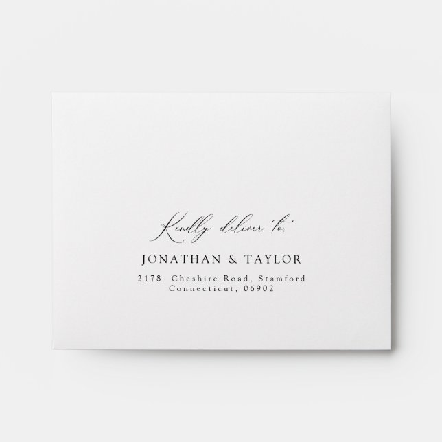 Black and White Wedding RSVP  Envelope (Front)