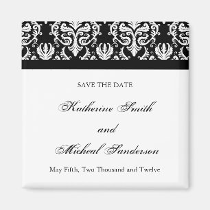 Black and White Wedding Save the Date Magnet