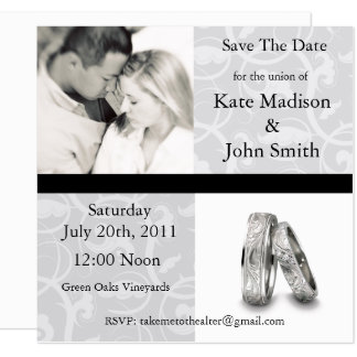 Black and White Wedding "Save The Date" Save The Date