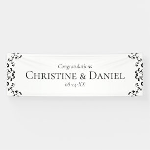 Black and White Wedding Swirls Banner