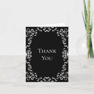 Black and White Wedding Swirls Thank You Card