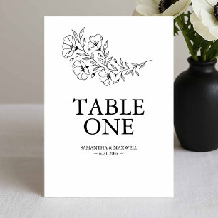 Black and White Wedding Table Number Cards