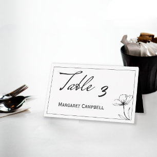 Black and White Wedding Table Number Place Card