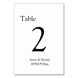 Black and White Wedding table Numbers cards