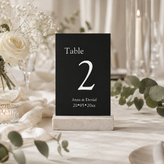 Black and White Wedding table Numbers cards