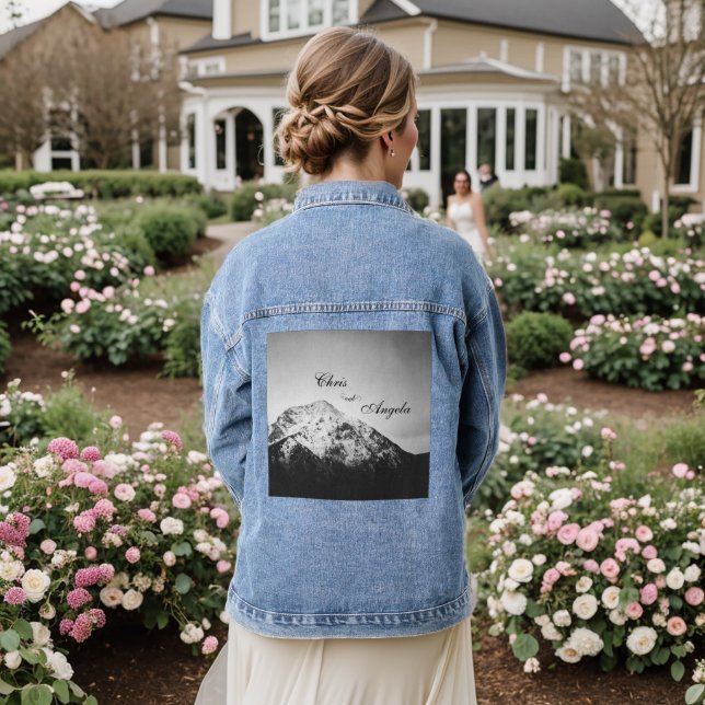 Black and white wedding under the mountains denim jacket (Wedding Back)
