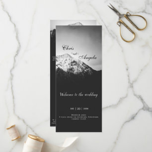 Black and white wedding under the mountains program