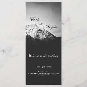 Black and white wedding under the mountains program