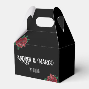 Black And White Wedding With Tattoos, Rose Tattoo Favor Box