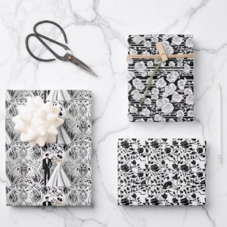 Black and white wedding wrapping paper