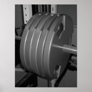 Black and White Weightlifting Exercise Gym Poster