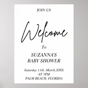 BLACK AND WHITE  WELCOME Baby Shower Poster