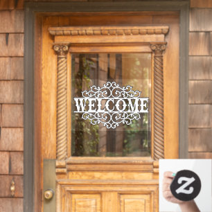 Black and White Welcome Door Window Cling