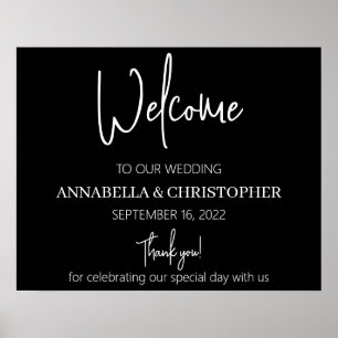 Black and White Welcome elegant simple minimalist Poster