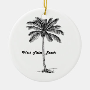 Black and white West Palm Beach & Palm design Ceramic Ornament