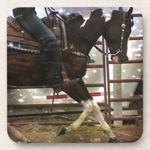 Black and White Western Pinto Grunge Coaster