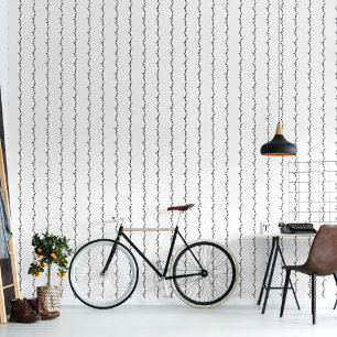 Black and White Wheat Grass Striped Wallpaper