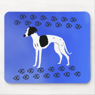 Black and White Whippet Dog Mouse Pad