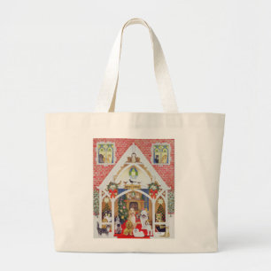 Black and white whiskers large tote bag