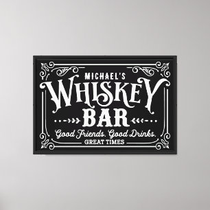 Black and White Whiskey Bar Canvas Print