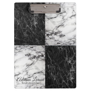 Black And White White And Black Marble Clipboard