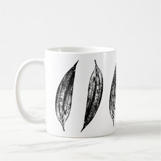 Black and White White Lily Leaf Print Coffee Mug