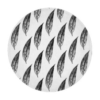 Black and White White Lily Leaf Print Cutting Board