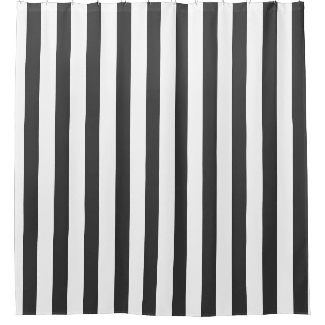 Black and White Wide Stripe Shower Curtain (Front)