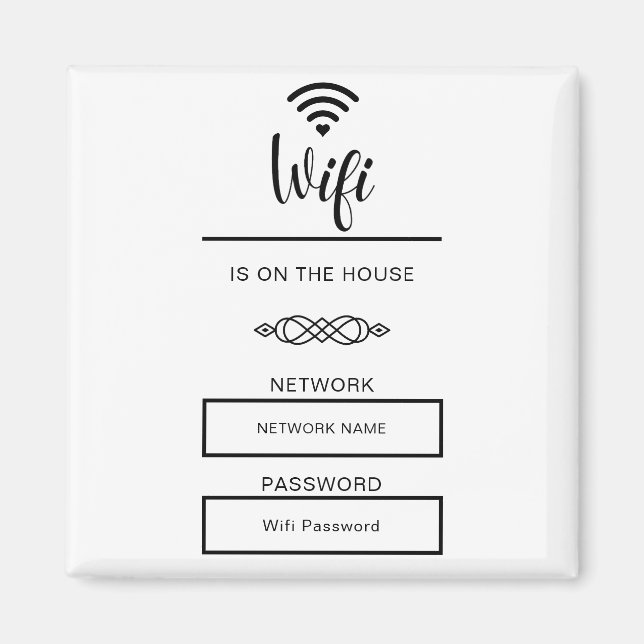 Black and White Wifi Password for Home Magnet (Front)