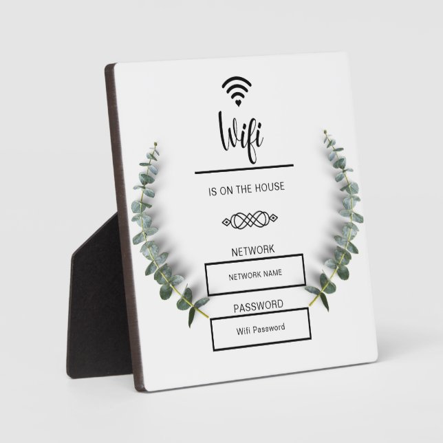 Black and White Wifi Password for Home Plaque (Front)
