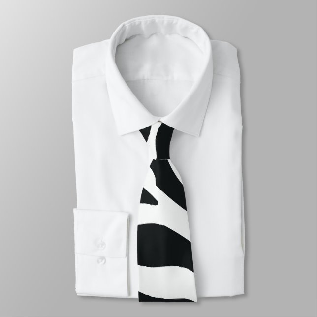 Black and White Wild Animal Print Tie (Tied)