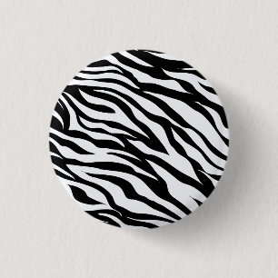 Black and White Wild Zebra Safari Animal Print 1 Inch Round Button