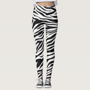 Black and White Wild Zebra Stripes Pattern Leggings