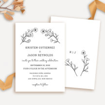 Black and White Wildflower Wedding Invitation