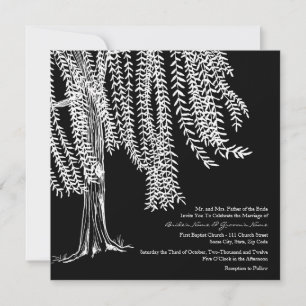 Black and White Willow Tree Wedding Invitation