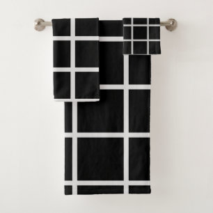 Black and White Window Pane Bath Towel Set
