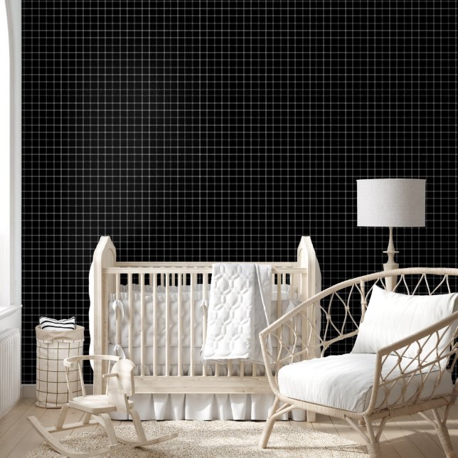 Black and White Windowpane Check Wallpaper (Kids)