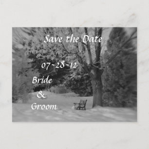 Black and White Winter Bench Wedding Postcards