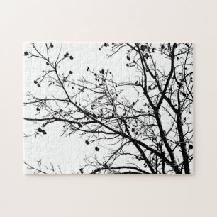 Black and White Winter Tree Jigsaw Puzzle