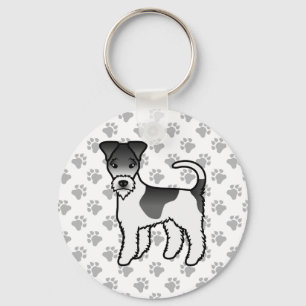 Black And White Wire Fox Terrier Cute Cartoon Dog Keychain