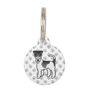 Black And White Wire Fox Terrier Cute Cartoon Dog Pet Tag