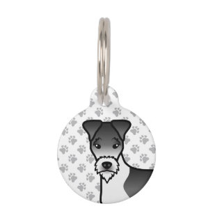 Black And White Wire Fox Terrier Cute Dog Head Pet Tag