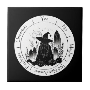 Black and White Witch Pendulum Tile