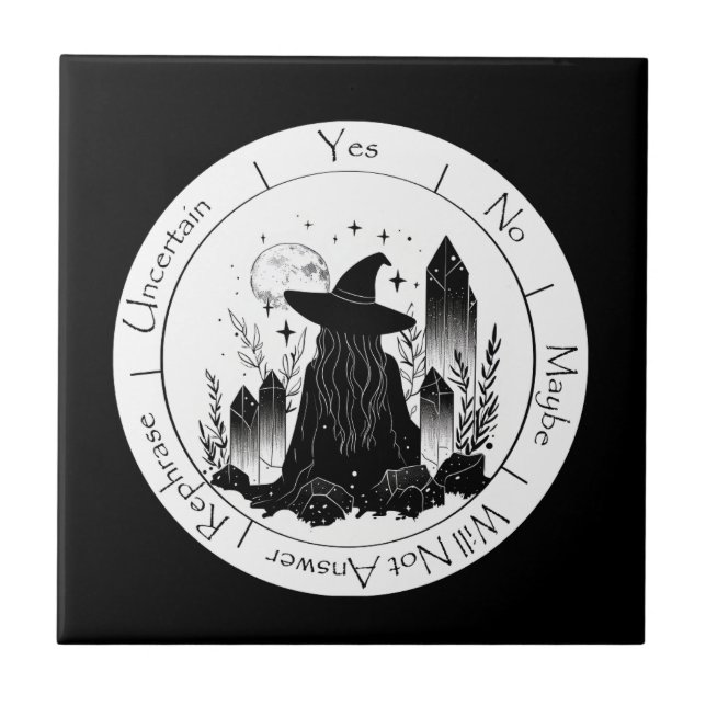 Black and White Witch Pendulum    Tile (Front)