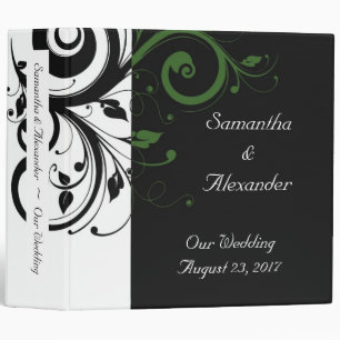 Black and White with Green Swirl Accent Binder