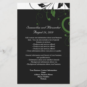 Black and White with Green Swirl Accent Flyer