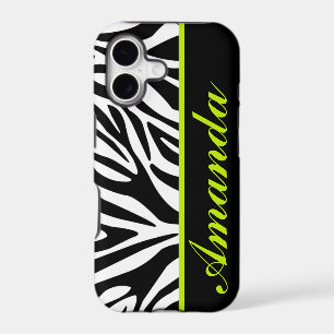 Black and White with Green Zebra Custom Name