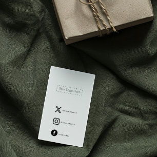 Black and white with logo social media links enclosure card
