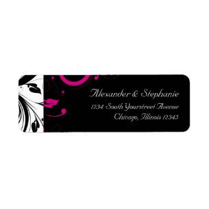 Black and White with Magenta Swirl Accent